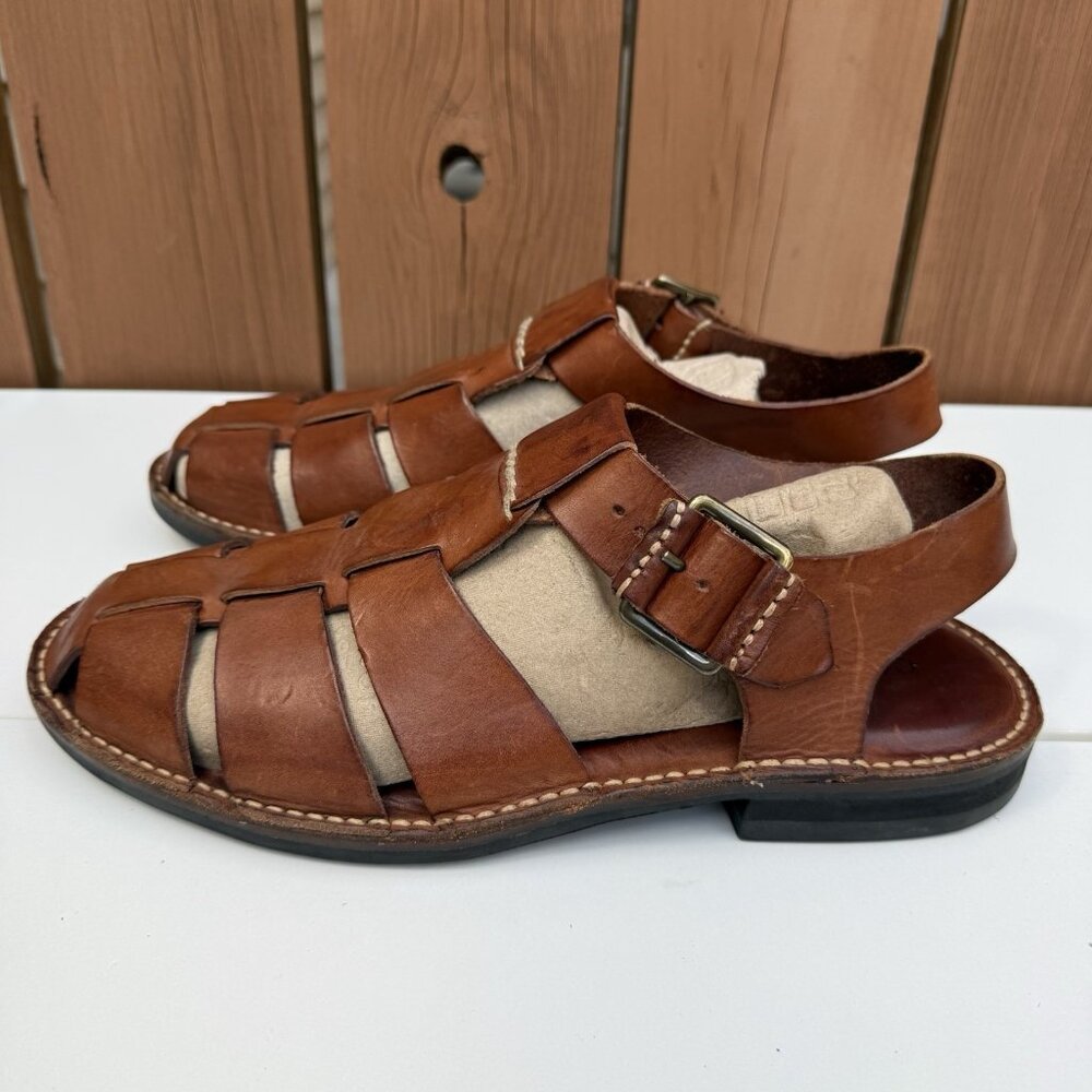 Cole Haan Mens Fishermen Sandals Brown Leather Buckle Sz 11 D - Picture 3 of 8